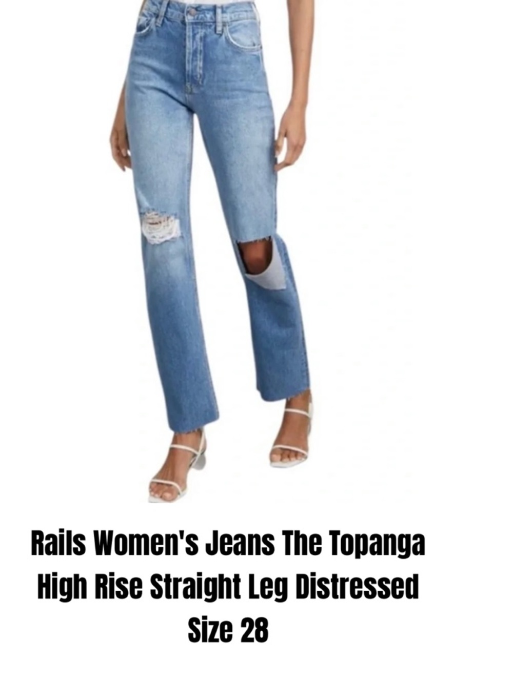 Rails Women's Jeans The Topanga High Rise Straight Leg Distressed  Size 28